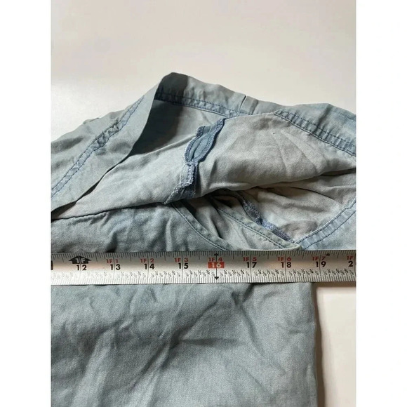 Free People Woman’s Blue Sky Chambray Off The Shoulder Layered Cropped Top XS - Picture 6 of 7